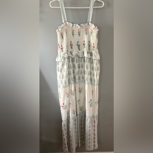 n/a Dresses & Skirts - Floral Maxi Dress - White and Blue